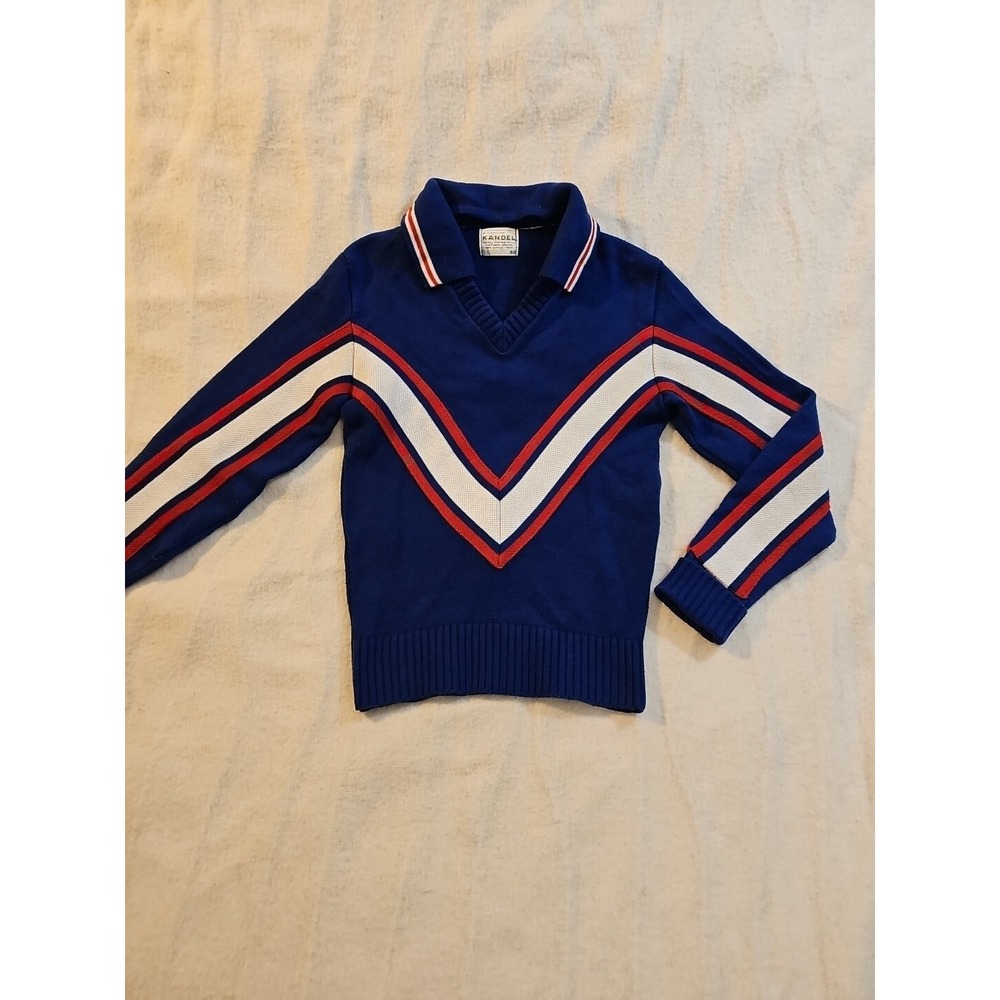 Vtg Kandel Red White Blue Cheerleader Set Sweater Removable Collar sz 32